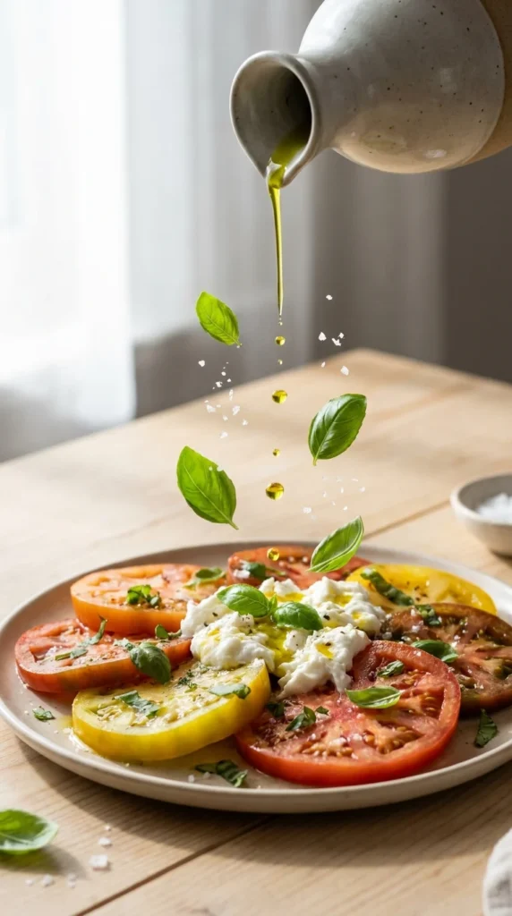 Aceite Oliva Extra Virgen Ensalada Tomate Burrata