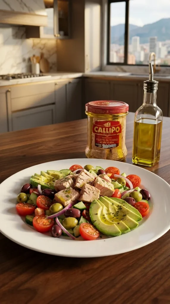 Atun Aceite Oliva Ensalada Mediterranea Tomate
